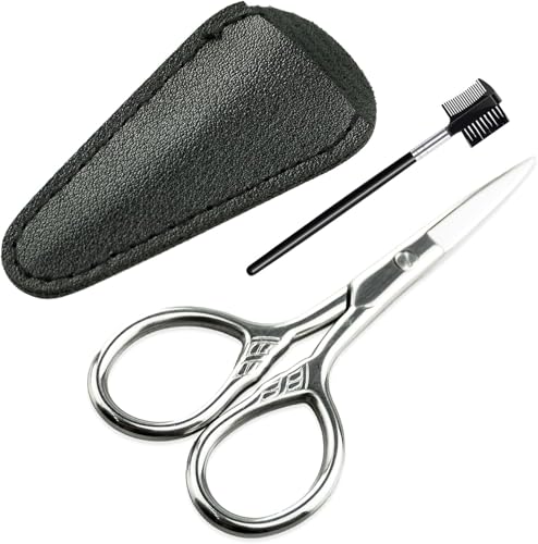 Tijeras de barba, bigote de acero inoxidable, tijeras de cuidado para hombre, bigote, barba, tijeras de cutículas para cejas, pestañas, nariz, pelo