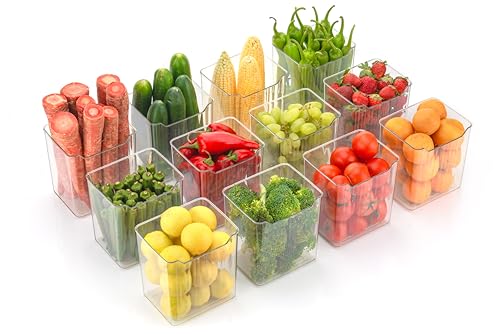 Image of Black Olive Fridge Storage Containers, Multipurpose Transparent Refrigerator Organizer, Space-saving BPA Free Plastic Freezer Safe Kitchen Storage Containers for Vegetables & Fruits (6Pcs)