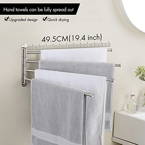 Kes Swivel Towel Bar 19.5" 4-Arm Extra Long, Swing Out Towel Rack For Bathroom Wall, Hand Towel Holder For Multiple Towels, Sus304 Stainless Steel Brushed Finish, A2103S4L50-2 #TOP4