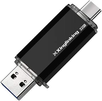 32GB Dual USB Flash Drive USB C & USB A 2-in-1, Thumb Drive for Type-C Phones, PC, External Storage for Photos/Videos/Files