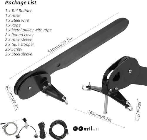Image of Kayak Rudders Kit, Canoeing Rudder Replacement Parts, Tail Vane Rudder Set for Sea Kayaks Fishing Boat Ship, Black
