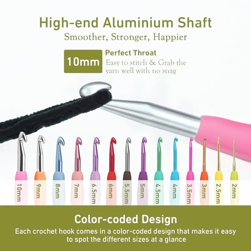 Image of 10mm Crochet Hook, Super Smooth 10 mm Ergonomic Crochet Hooks for Beginners, Comfort Crochet Needle for Arthritics, 1 Pack