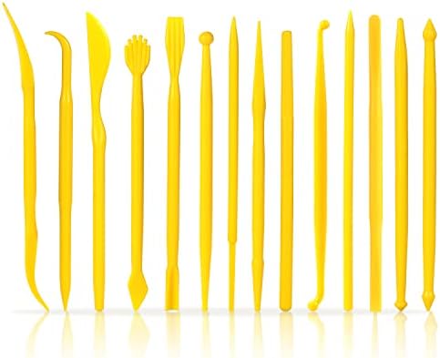 14pcs Plastic Clay Tools for Kids, Double-Ended Polymer Clay Tool Set Modeling Clay Sculpting Tools for Pottery Sculpture Ceramics Artwork Crafts