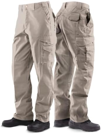 Tru-Spec 24-7 Original Tactical Pants for Men - Durable, Water-Resistant Cargo Work Pants with Concealed Carry and Knee Pad Openings, Khaki - 34W x 32L
