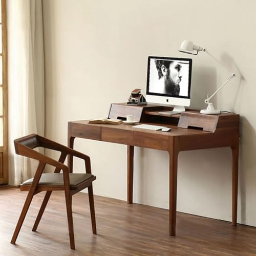 Image of Furniture Solid Wooden Modern Dining Chair with Arms, Upholstered Cushioned Seat, Walnut Finish seat Color Off (Camel Set Off 2)