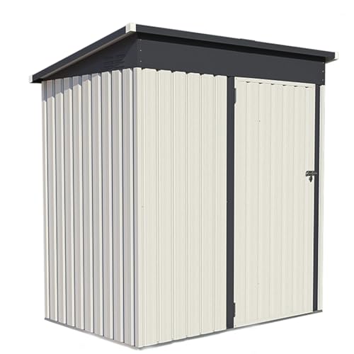 YODOLLA 5x3ft Metal Garden Shed, Lockable Door Outdoor Storage Shed, Waterproof Small Storage Box for Backyard Garden - White