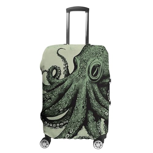 Green Octopus Luggage Cover, Washable Elastic Suitcase Cover Protector Fit 18-32 Inch Luggage
