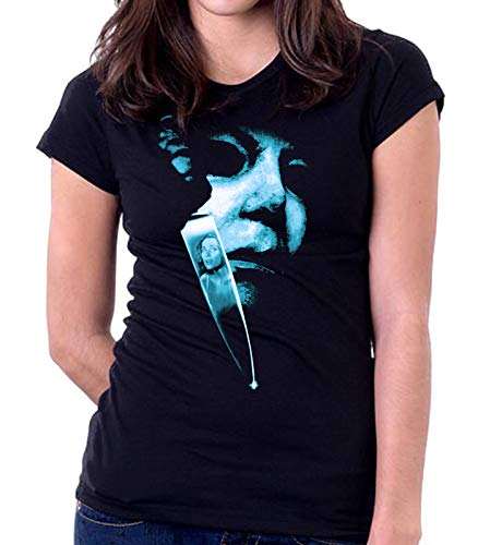 Desconocido 35mm - Camiseta Mujer Michael Myers - Halloween - Slasher - Terror - Negro - Talla s