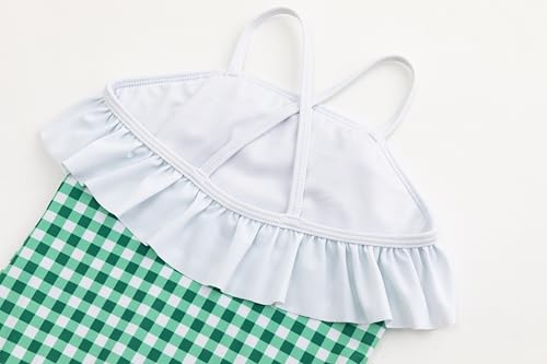 Image of LIZENS Girls One Piece Swimwear Checker Print Ruffles Bathing Suit for Kids Size 2-12