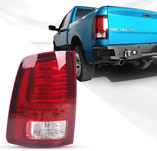 FIONE LED Tail Lights Assembly for 2013-2018 Dodge Ram 1500 & 2013-2018 Ram 2500 and 2014-2018 Ram 3500 Halogen Type & Red Lens Black Interior With Bulbs Left Driver Side CH2800202 68093081AC