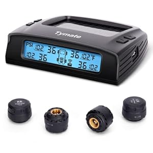 Tymate RV Tire Pressure Monitoring System – M7-3 TPMS Tire Pressure Monitor System(0-87 PSI) with Solar Charger, RV TPMS with 4 sensors & 5 Alarm Modes, LCD Display, Auto Sleep Mode, Easy to Install