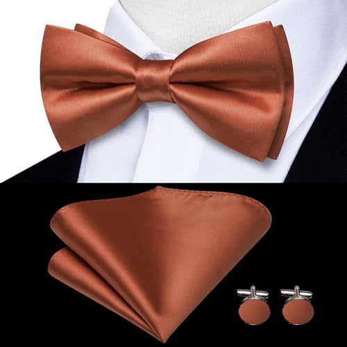 Image of Hi-Tie Men Suspender Bowtie Set Suspenders Pre-tied Bow Tie Pocket Square Cufflinks Adjustable Y Shape 6 Clips Braces Tuxedo