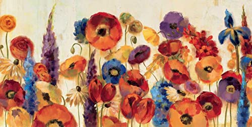 Tableau sur toile Jardin joyeux 65 x 131 cm pour décorer un grand mur vide de chambre