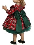 Girls Christmas Dress Toddler Baby Girl Family Matching Christmas Outfits Plaid Tulle Tutu Skrit Xmas Clothes Kids (Christmas Dress_Green Bow, 1-2 Years)
