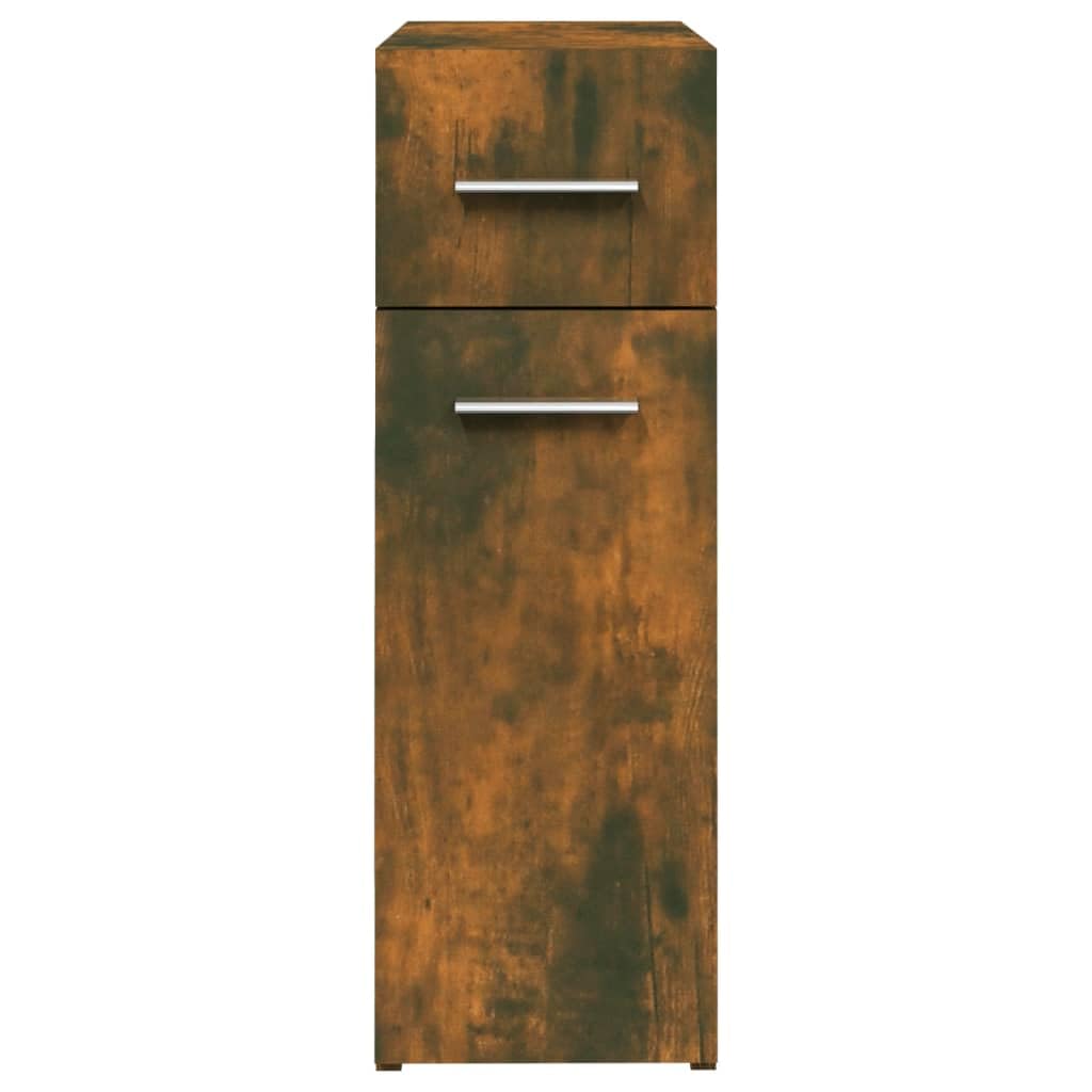 Armoire à pharmacie en bois de chêne fumé - 20 x 45,5 x 60 cm - Design moderne avec espace de rangement et fixation murale - Pour petits couloirs, chambres et salons
