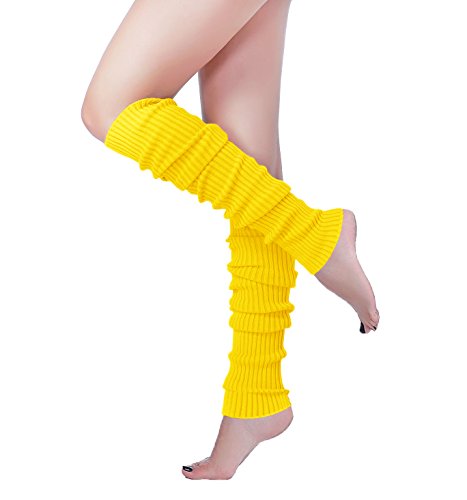 Image of v28 Women Warm Leg Warmers 80s Retro Party Costume Knit Ballet Neon Long Socks