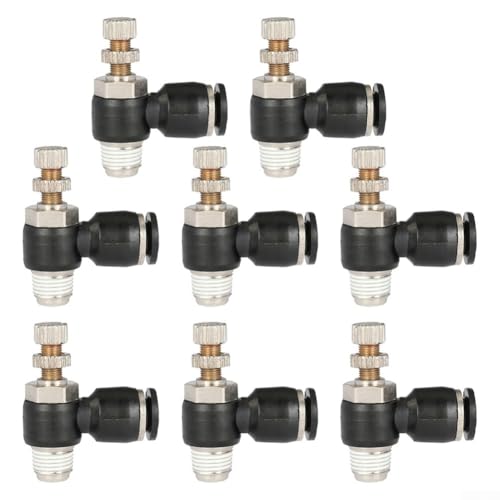 Juego de 8 conectores de control de flujo de aire y agua (tubo de 6 mm x rosca G1/8)