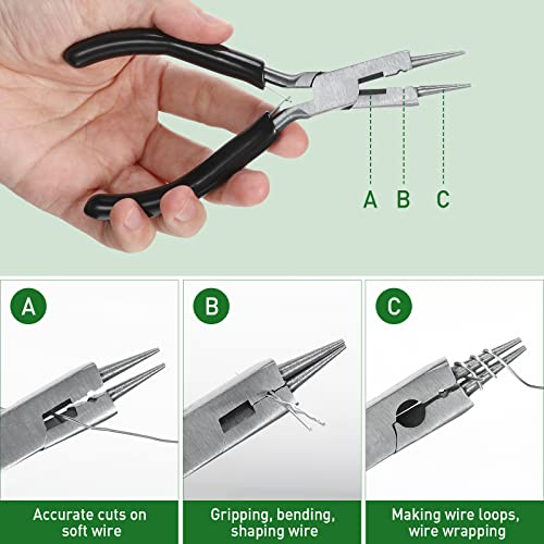 Jewelry Wire for Jewelry Making 18/20/22 Gauge Craft Wire with Pliers and Ring Sizer Beadingaluminum Craft Wire(3 Rolls,Silver,1 mm, 0.8 mm, 0.6 mm (25 m))