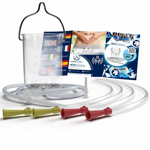 Horn Medical - Horn Medical 1 Liter Einlaufbecher für die Darmreinigung oder bei vaginalen Irritationen - einfache Handhabung zur Selbstanwendung - inkl. 4 Darmrohre in 2 Größen