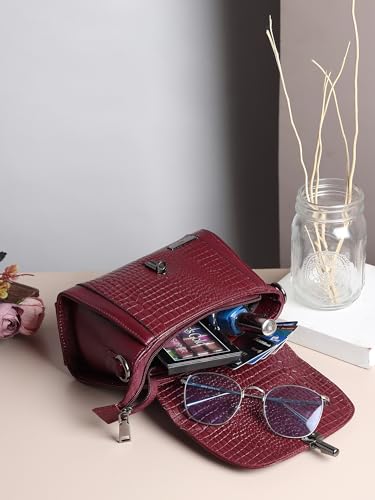 Image of Victoria Satchel Hand-held with Adjustable & Detachable Shoulder Sling Strap for Women |Genuine Leather Crossbody Top Handle Handbag | 10-Year Warranty