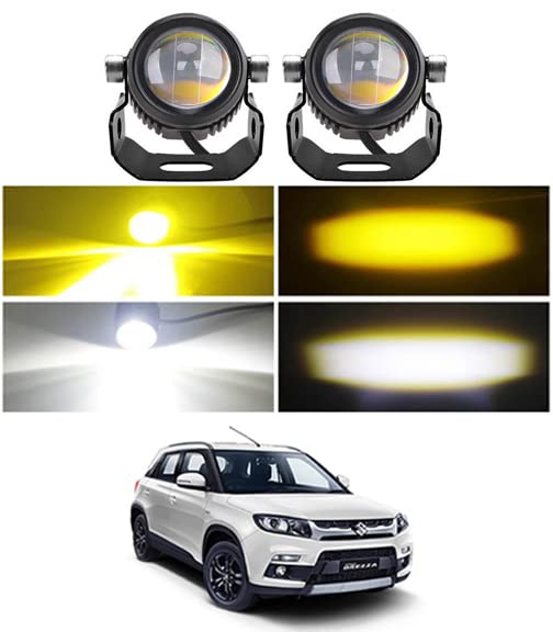 MATIES Twin Mini LED Driving Fog Lights,Amber and White Projector High