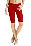 Hybrid & Company Womens Perfectly Shaping Hyper Stretch Bermuda Shorts B44876 Red Medium