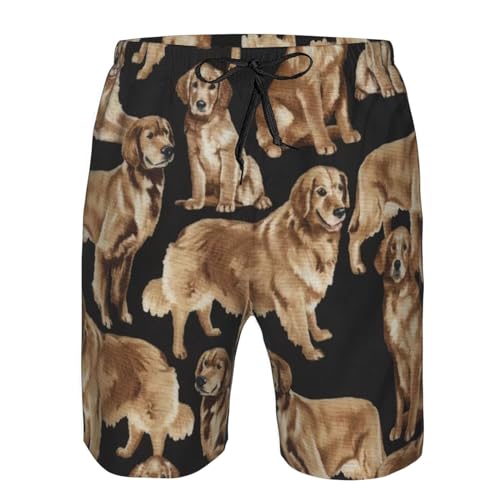 Limpac Golden Retrievers Men's Swim Trunks Quick Dry Shorts for Beach, Board, Casual, Summer Wear - Hawaiian Bathing Suit4