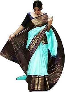 Traditional wedding Kanchipuram Saree With Blouse Piece for womens and girls.