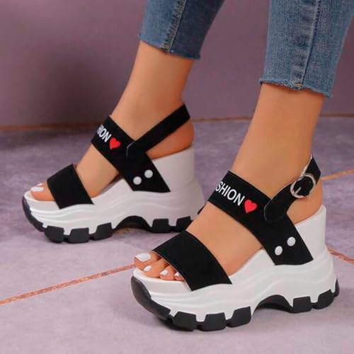 Sandalias de cuña plataforma para mujer con punta abierta y estilo slip-on 2