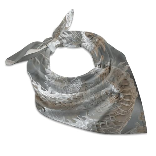 Silk Like Head Scarf for Women Fashion Silk Feeling Scarves White Dragon Style Neck Scarf Satin Bandanas Sleeping Hair Kerchief Headwear 18