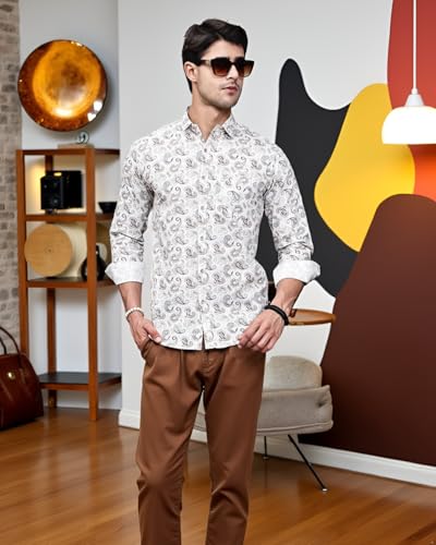 Image of Majestic Man Pure Cotton Slim Fit Printed Casual Shirt for Men