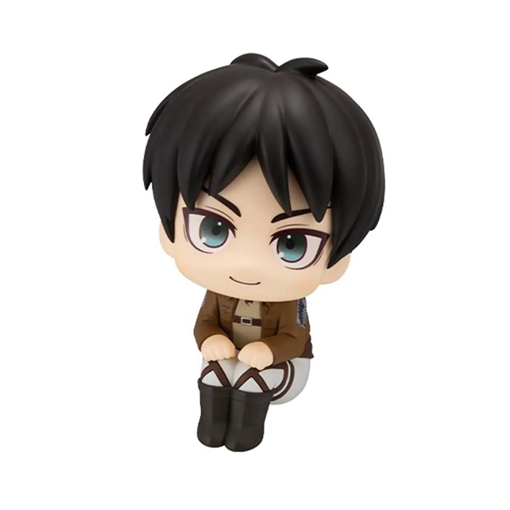 Zhongkaihua Anime Look Up Figure Eren Jaeger Levi Figurine Sitting Model PVC Statue Anime Action Figures Ornaments Collectibles Desktop Decoration 10CM