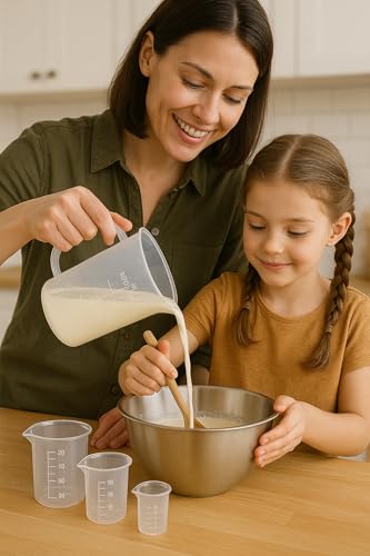 Image of ESAW Multipurpose Measuring Cup /Beaker /Jug Set for Kitchen, Cooking, Science Labs, Baking, Car Service & Schools - BPA-Free Plastic, Set of 4 (500 ml, 250ml, 100ml, 50ml)