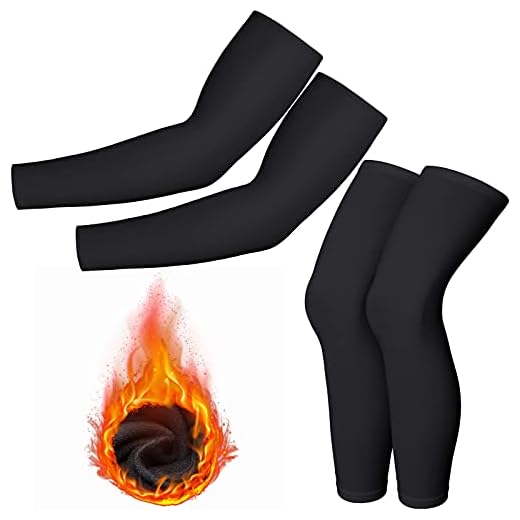 4 Pieces Thermal Arm Warmer Cycling Leg Warmer Full Length Leg Sleeves Cycling Compression Arm Sleeves for Men Women (Large)