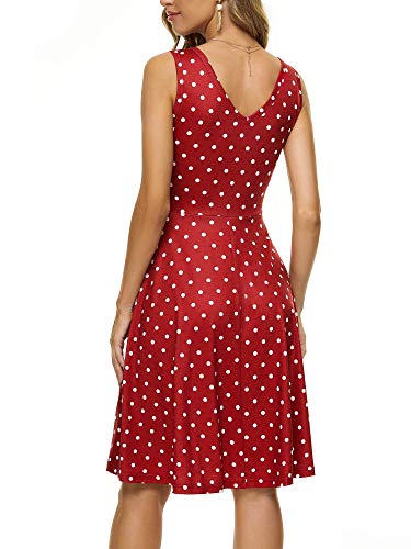 Fensace Cute Dresses Boho Dresses For Women Red Polka Dot Ladies Summer Dresses Casual Sun Dress (X-Large,White Polka Dot) #TOP7