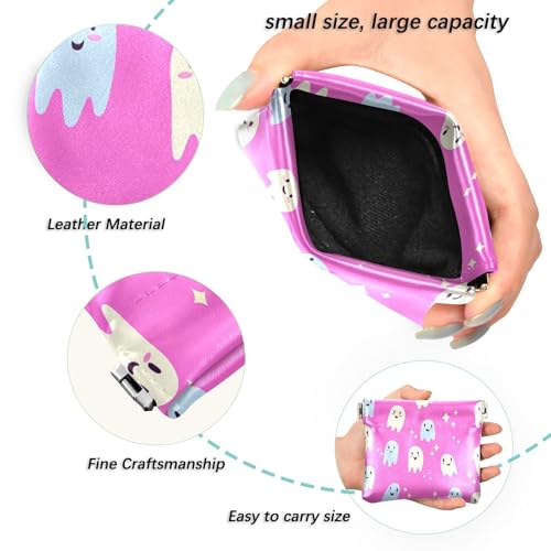 Cute Halloween Ghost Squeeze Coin Purse, Leather Coin Purse, Mini Wallet, Compact and Portable, Unisex2