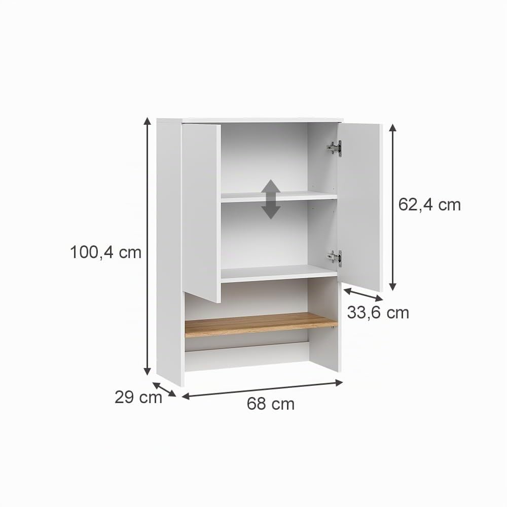 Vicco Armario para Lavadora Viktor, Blanco/Artesano, 68 x 100.4 cm