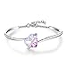 GEORGE · SMITH❤️Bracelet Femme Argent Plaqué Réglable Bracelet Cœur pour Femme avec Cristal Bleu Rose, Idéal Bijoux Cadeau de Fête des mères Anniversaire pour Femme Maman Ami – avec Boîte Cadeau