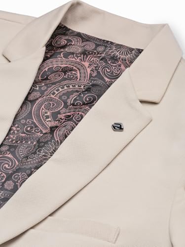 Image of SHOWOFFFF Men Solid Single Breasted Casual Blazer | Notched Lapel Full Sleeves Cotton Blazer for Mens | Slim Fit Regular Length Blazer for Men's