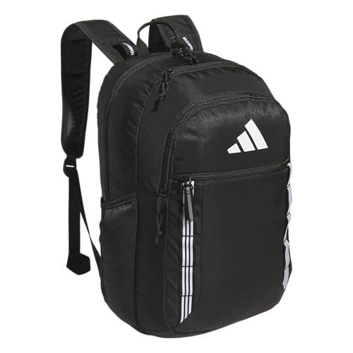 adidas Excel Backpack for Men & Women – Durable Large Athletic Laptop Bag, 7.0/Black/White 3 Stripe Webbing_2, One Size