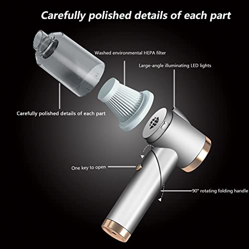 Toptreeev Car Vacuum Cleaner Cordless For Tesla Model 3/X/Y/S Portable Car Accessories With Suction 9000Pa/120W/4000Mah 90° Rechargeable Vacuum Fordable Cleaning Kit, White, 7.5X7X2.4 Inch #TOP5