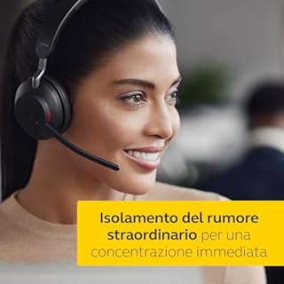Jabra Evolve2 65 Wireless PC Headset – Noise Cancelling, Ottimizzato per Microsoft Teams, USB-A dongle, Nero, Stereo
