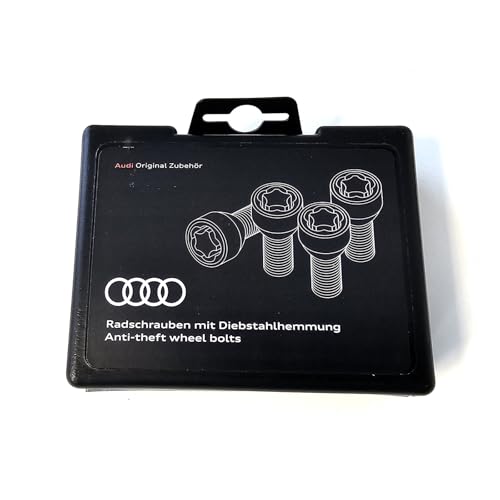 Audi 82A071455 Radsicherungsschrauben Radbolzen Radsicherung Felgenschloss M14x1.5x27, Schwarz
