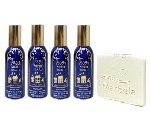 Bath & Body Works To All A Good Night Concentrated Room Spray 4 Piece Bundle with a Natural Oats Sample Soap