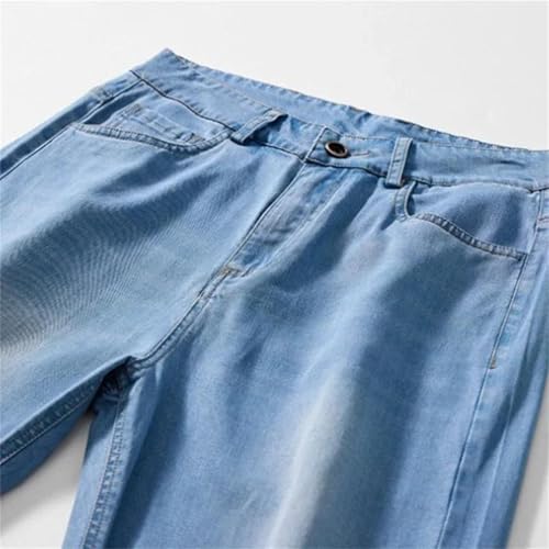 Men's Summer Jeans Thin Ice Silk Straight Denim Pants Classic Baggy Business Casual Trousers Stretch Fit3