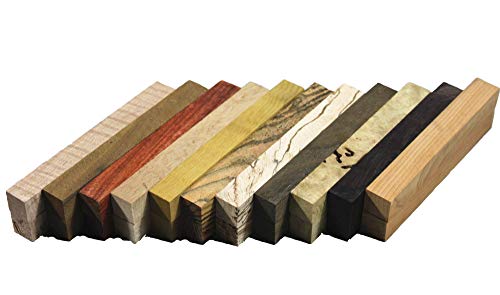 Bulk Buy-Set de 22 bolígrafos en blanco para tornear, diez tipos, varios bolígrafos de madera, 15 mm x 15 mm x 127 mm Cover