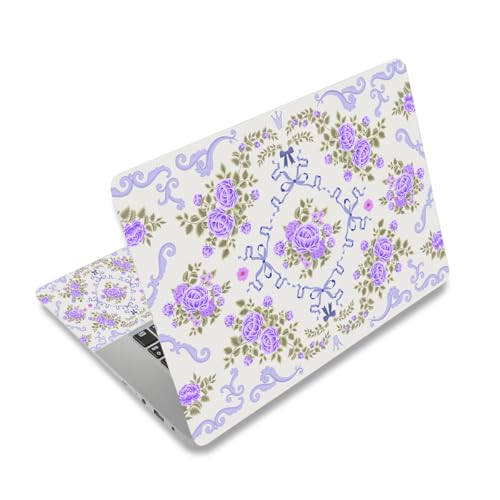 Image of DINKY Laptop Skin Sticker Decal 15.6 inch 15.4 inch 12 inch 13 inch 13.3 inch 14 inch 15 inch Laptop Universal Vinyl Skin Stickers Cover Art Decal Notebook PC Personalized Protector, Purple Flower Bow