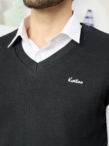 Image of Kvetoo V Neck Sleeveless Winter Wool Sweater for Men