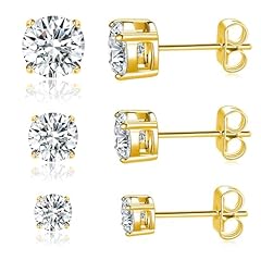 B-Yellow Gold-3/5/7MM (3 Pairs)