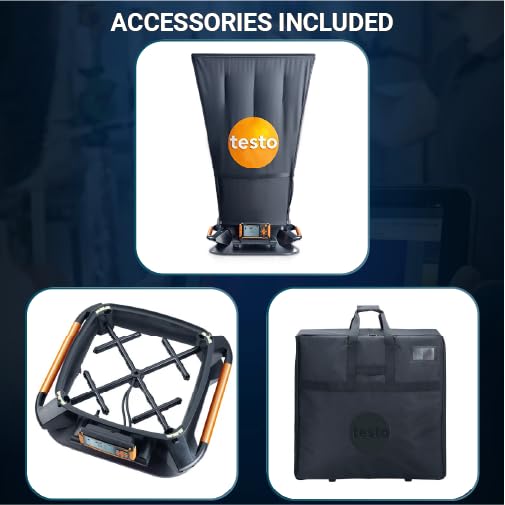 Testo 420 Flow Hood – Airflow Meter HVAC for Air Velocity, Volume Flow, Temperature & Relative Humidity – CFM Meter for Airflow HVAC with Tiltable Display, Bluetooth, and App Compatibility - With NIST by Testo - Image 6